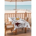 thumbnail image 2 of Outdoor Tablecloth with Umbrella Hole for Patio/Picnic/Party/Camping, Wooden Grain Waterproof Table Cloth Rectangle Table Cover Washable, Red Country Texas Star Branches Berry (60"x 84"), 2 of 8