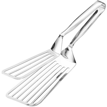 

UDIYO Fish Turner Long Handle Heat Resistant Non-slip Hollow Design Good Grip Mirror Polished 304 Stainless Steel Cooking Clamp Picnic Camping Utensils