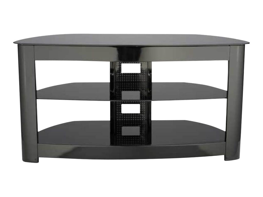 Basic Foundations 44" Curved Black Lacquer TV Stand, Black