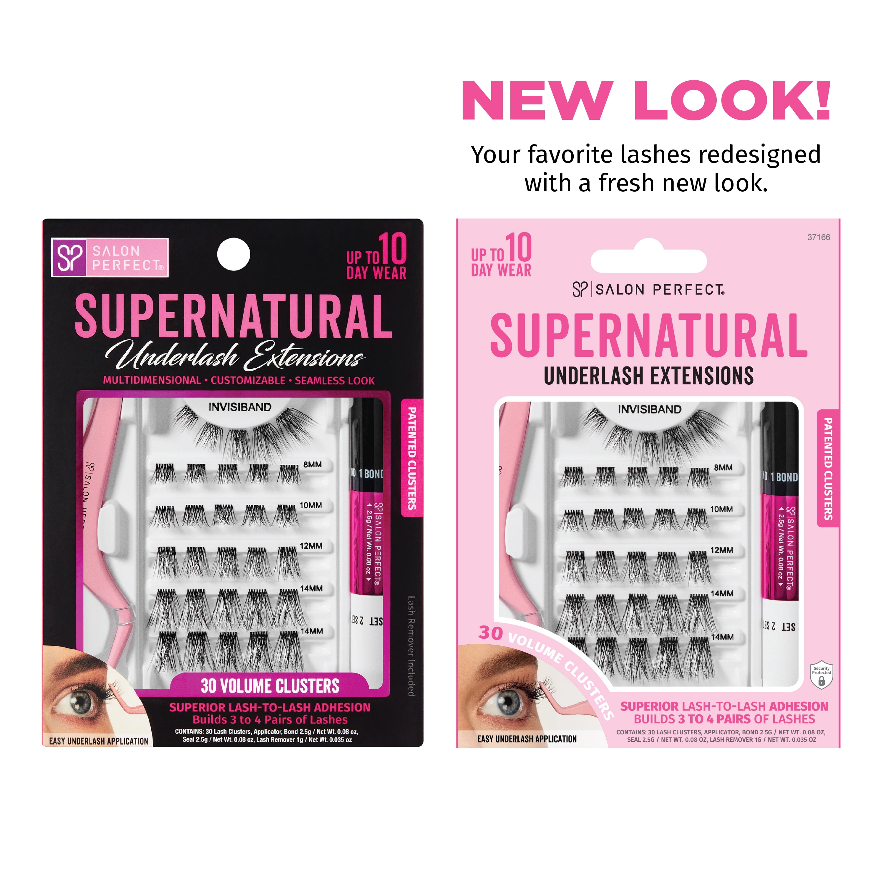 Salon Perfect Supernatural False Underlash Extensions Starter Kit, Fake Eyelashes, Contains 30 Lash Clusters, Applicator, Bond & Seal, and Lash Remover