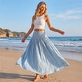 thumbnail image 4 of Women's Bohemian Style Elastic Waist Band Cotton Linen Long Maxi Skirt Dress, 4 of 4