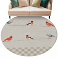 thumbnail image 6 of Christmas Cardinal Round Rug 6ft Washable Circle Kitchen Rugs Non Slip Vintage Winter Birds Brown Plaid Large Area Rug Indoor Floor Carpet for Bedroom Living Room Home Office Dining Room Nursery, 6 of 8
