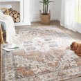 thumbnail image 1 of Rugking Area Rug 4x6 Persian Rug Bohemian Indoor Floor Cover Washable Thin Soft Rug Chenille Floral Print Living Room Bedroom Dining Room Orange/Blue, 1 of 6