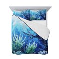 thumbnail image 7 of Blue Green Coral Full Size Down Alternative Comforter, Lightweight Comforter Quilt Bedding Set with Pillow Shams Summer Watercolor Ocean Plant All Seasons Bed Comforter Duvet Insert 78"x90", 7 of 7