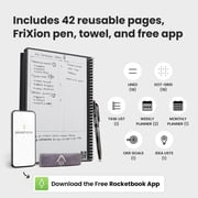 Rocketbook Fusion Digital Reusable Notebook - Black - Letter Size Eco-Friendly Notebook (8.5 x 11) - Planner, Task List, Calendar and More - Includes 1 Pen and Microfiber Cloth