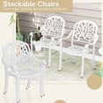 thumbnail image 3 of Kepooman Patio Dining Chairs, Outdoor Dining Chairs,2 Pieces Patio Cast Aluminum Dining Chairs with Armrests-White, 3 of 6