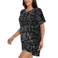 thumbnail image 2 of Wukai Black Scientific Print Women's Pajama Set - Short-Sleeve Top and Shorts with Elastic Waistband and Pockets for Loungewear, Yoga, and Casual Wear-XX-Large, 2 of 8