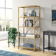 thumbnail image 5 of Evelyn&Zoe Etta 63" Tall Rectangular Bookcase, Brushed Brass, 5 of 7