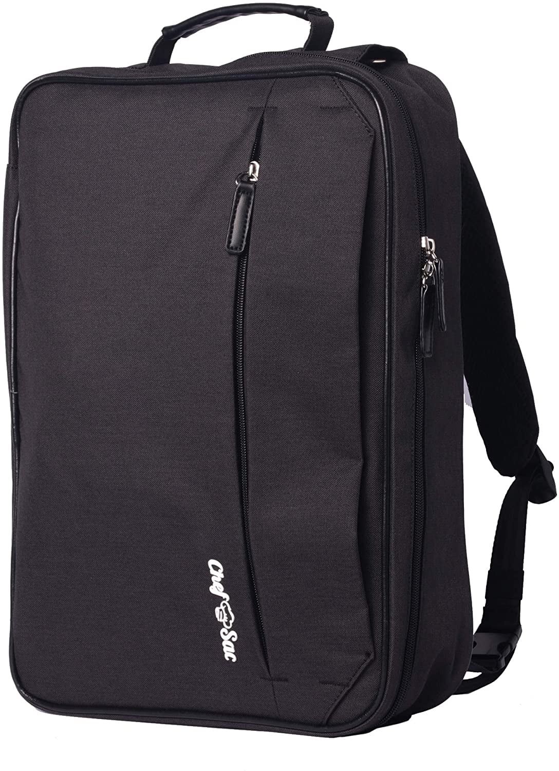 Chef Knife Convertible Backpack| Transforms to Messenger Bag to Shoulder Sling Crossbody Bag | 21+ Pockets Pockets for Knives & Kitchen Utensils | 3 Large Pockets for Laptops Tablet & Notebook (Black)
