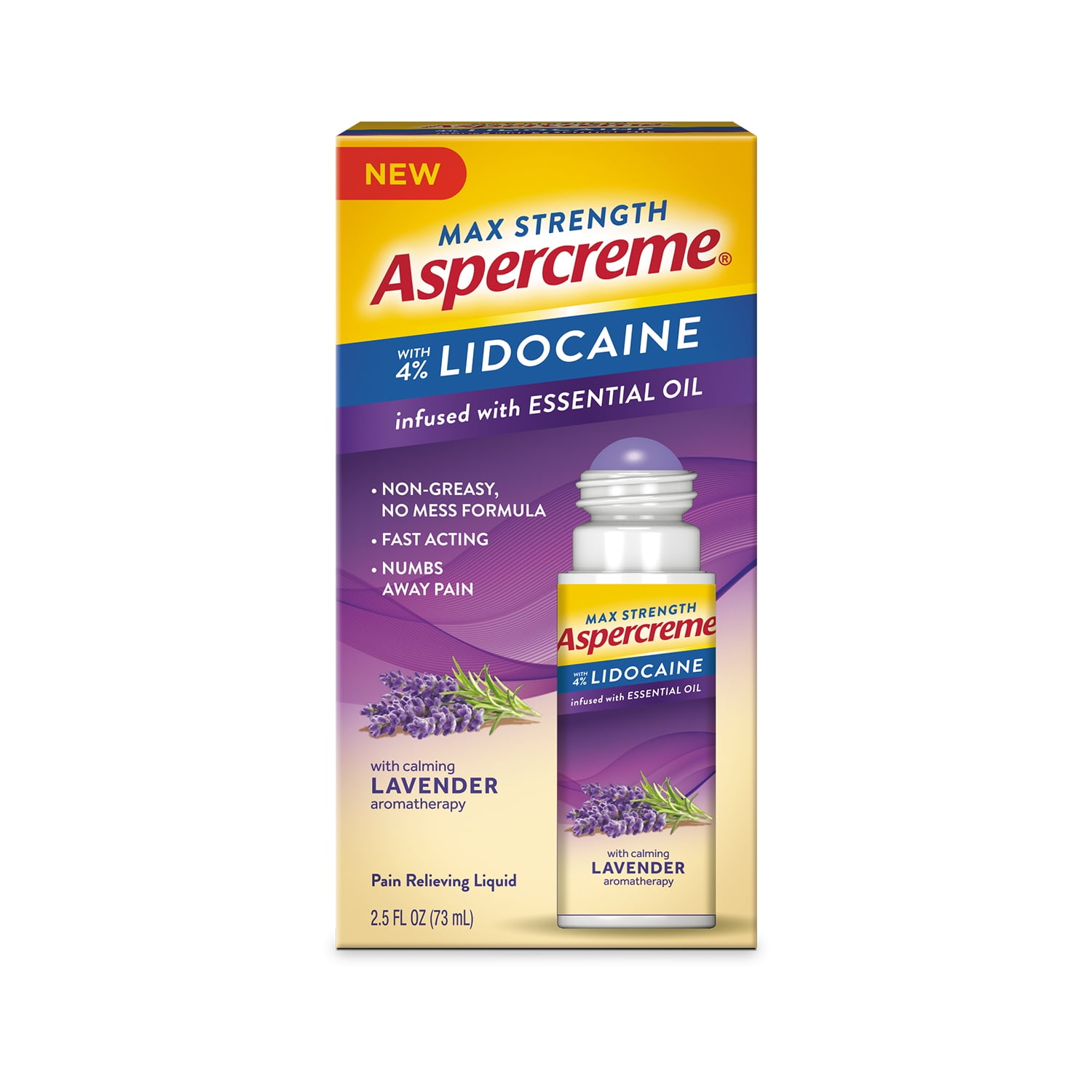 Aspercreme 4 Lidocaine 2 5 Oz Lavender No Mess Applicator