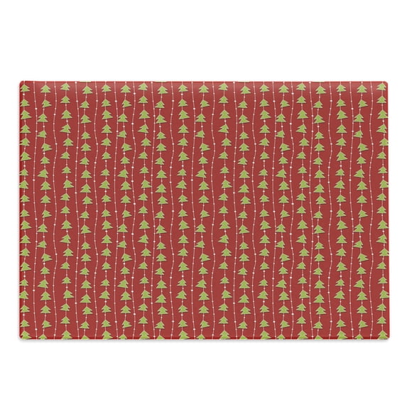 Christmas Cutting Board, Coniferous Tree of New Year's Eve Line up on Vertical Stripes Green Xmas, Decorative Tempered Glass Cutting and Serving Board, Large Size, Red Green White, by Ambesonne