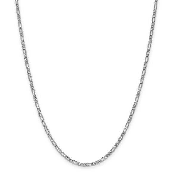14K White Gold 2.5mm White Gold Semi-Solid Figaro Chain 16 Inch