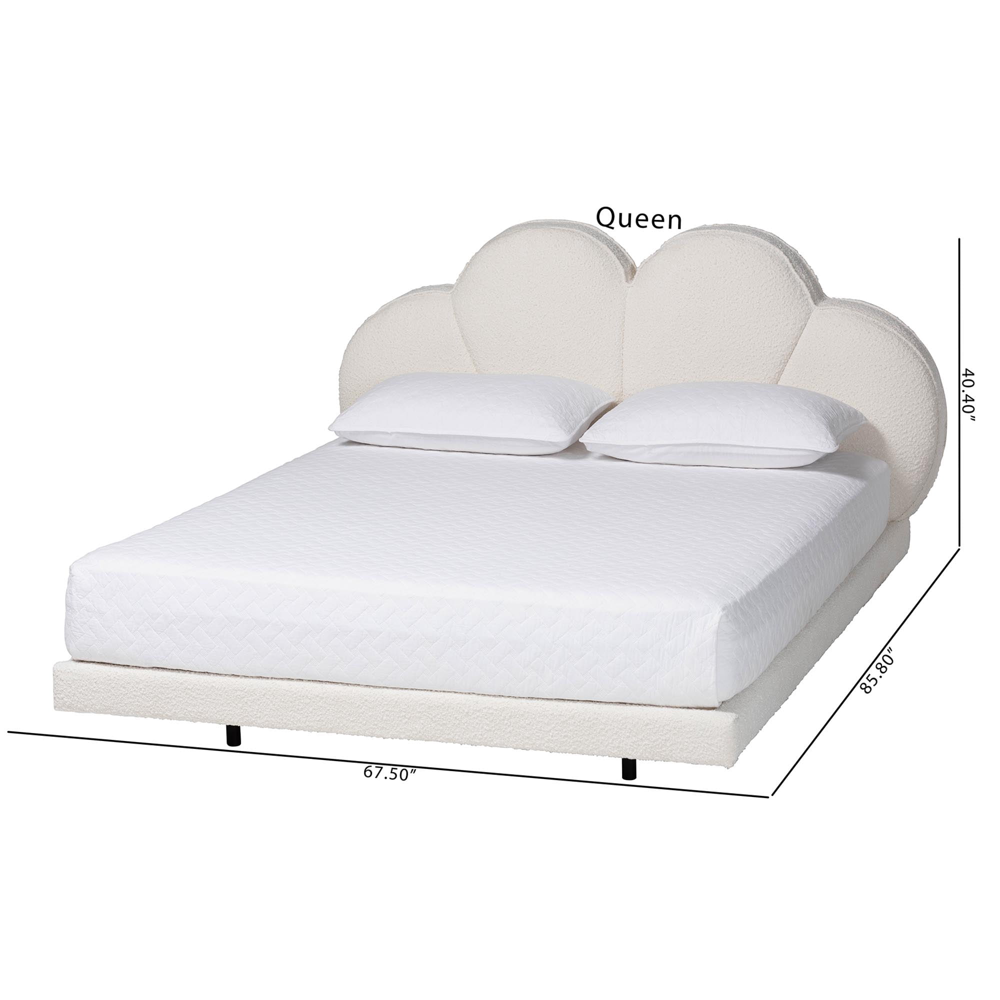 Baxton Studio Barrera Modern Floating Bed, Queen, Cream