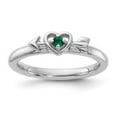 thumbnail image 3 of Auriga Fine Jewelry 925 Sterling Silver Created Emerald Heart with Arrow Ring Size 5for Women, 3 of 6