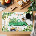 thumbnail image 2 of St. Patrick's Day Placemats Set of 4, Spring Lucky Shamrocks Green Truck Country Placemats for Dining Table, Place Mats for Kitchen Tabletop, Waterproof Wipeable Dining Table Mats Set, 2 of 9