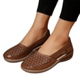 thumbnail image 2 of Wedge Sandals for Women Closed Toe Solid Color Hollow Out Sandals Soft On Arch Support Summer Flat Shoes, 39, 2 of 6