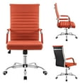 thumbnail image 4 of Lacoo Mid-Back Faux Leather Office Desk Chair Executive Conference Task Chair with Arms, Orange, 4 of 7