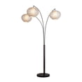 thumbnail image 5 of Bloom 3-Light Arc Floor Lamp in Black Nickel with White Satin Drum Shades, 5 of 9