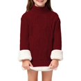thumbnail image 3 of YunPes Boys Girls Cable Knit Sweater Kids Thick Fleece Lined Mock Neck Long Sleeve Pullover Shirt Winter Warm Solid Tops, 3 of 6