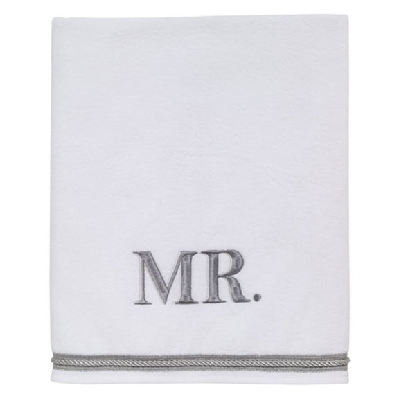 Mr. Embroidered Bath Towel - White