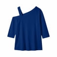 thumbnail image 4 of TGSLY Asymmetric One Shoulder Tops for Women Lightweight Thin V Neck Solid Color Blouses Relaxed Dressy Casual Half Sleeve T-Shirts S, 4 of 8
