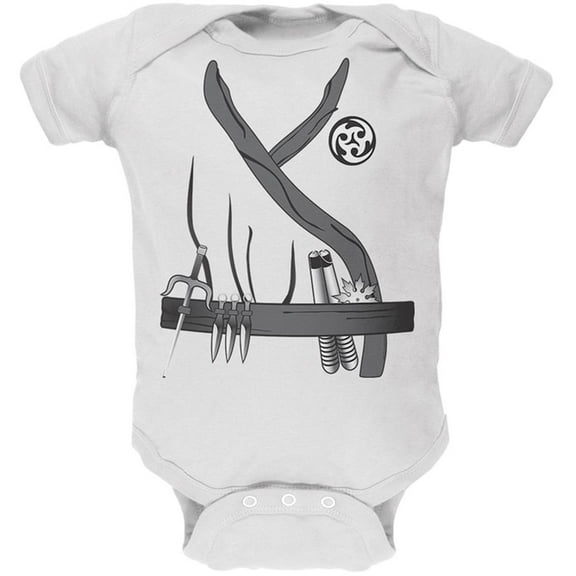 Halloween Ninja Assassin Costume Soft Baby One Piece White 12 Month