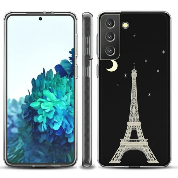 Slim-Fit TPU Protective Phone Case compatible with Samsung Galaxy S21  5G / S21 PLUS 5G, by OneToughShield ® - Eiffel Tower Moon