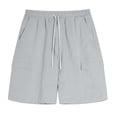 thumbnail image 3 of Angala Boys Shorts Solid Elastic Waist Cargo Shorts Summer Lightweight Relaxed Fit Dailywear Boys Shorts Size 13-14 Years Light Gray, 3 of 9