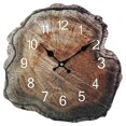 thumbnail image 1 of Reloj de pared de madera de 12 pulgadas con diseño de anillos anuales simulados, acabado en madera antigua, silencioso, para sala de estar, hogar y oficina., 1 of 5