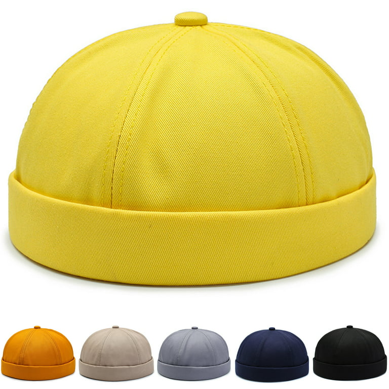 Vintage Dome Hat Mens Melon Beanie Cap Solid Color Docker Hat