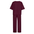 thumbnail image 6 of DHFJKG Womens 2 Piece Outfits Summer Short Sleeve Basic Tee Straight Leg Pants Solid Color Matching Sets For Women Comfortable Outfit, 6 of 8