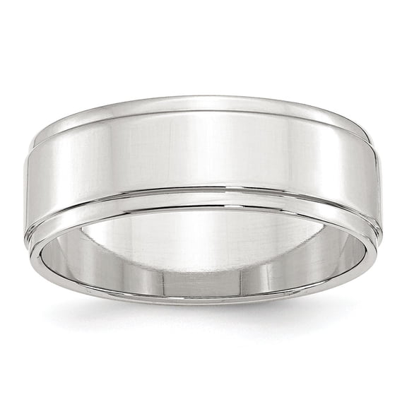 Sterling Silver 7mm Flat with Step Edge Size 10 Band