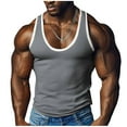 thumbnail image 2 of Leodye Débardeur Sans Manches pour Hommes, Col Rond, Débardeur d'Entraînement Athlétique, Musculation, Course, Gris P(S), 2 of 6
