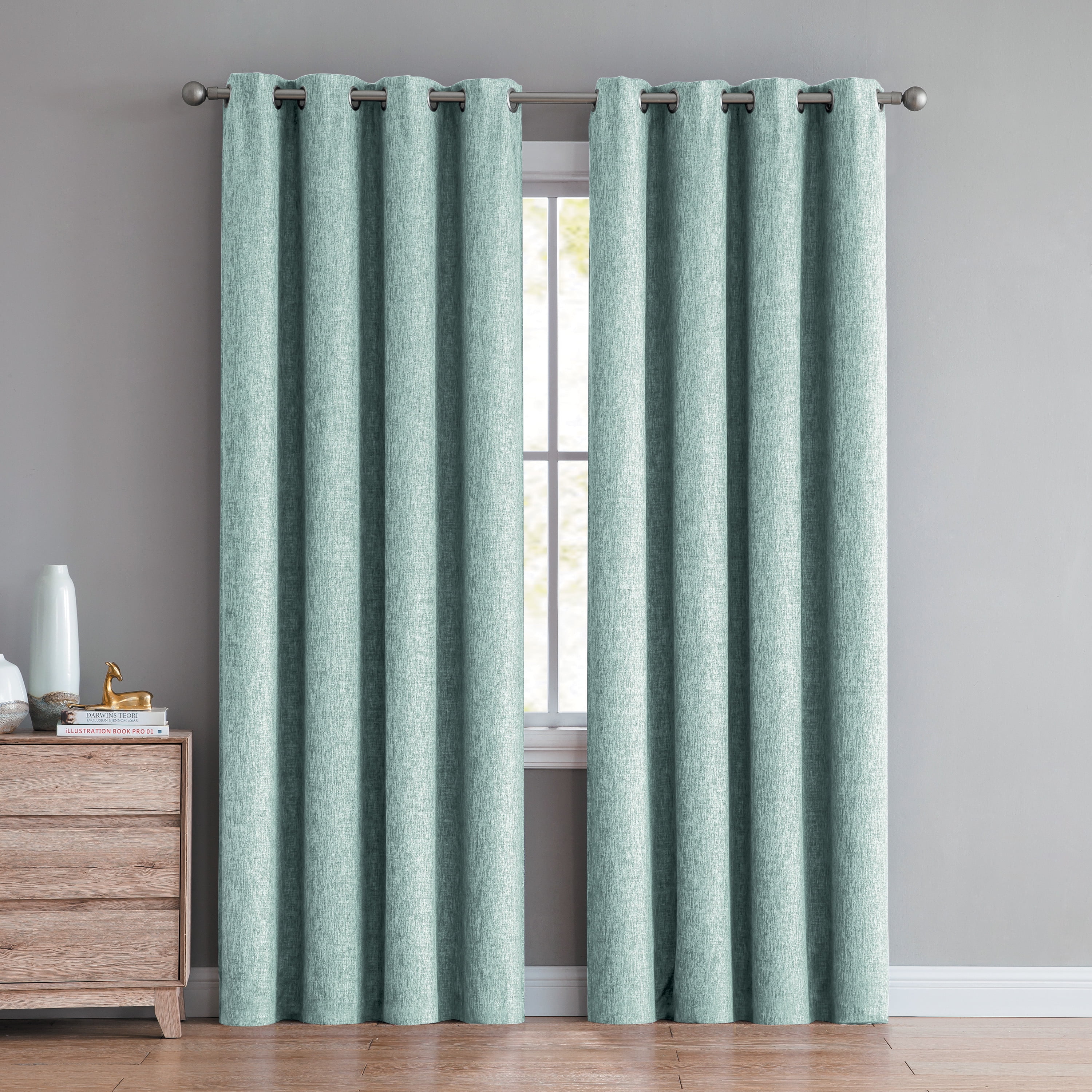 Jeremiah Textured Grommet Room Darkening Window Curtain Panel 38 W x 96