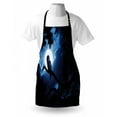 thumbnail image 3 of Night Apron Quiet Night in the Woods Full Moon Tall Trees and Owl on Branch Tranquil Scene, Unisex Kitchen Bib Apron with Adjustable Neck for Cooking Baking Gardening, Black Blue White, by Ambesonne, 3 of 3