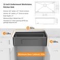 thumbnail image 4 of 32 inch Gunmetal Black Stainless Steel 18-Gauge Single Bowl Undermount Workstation Kitchen Sink, 4 of 7