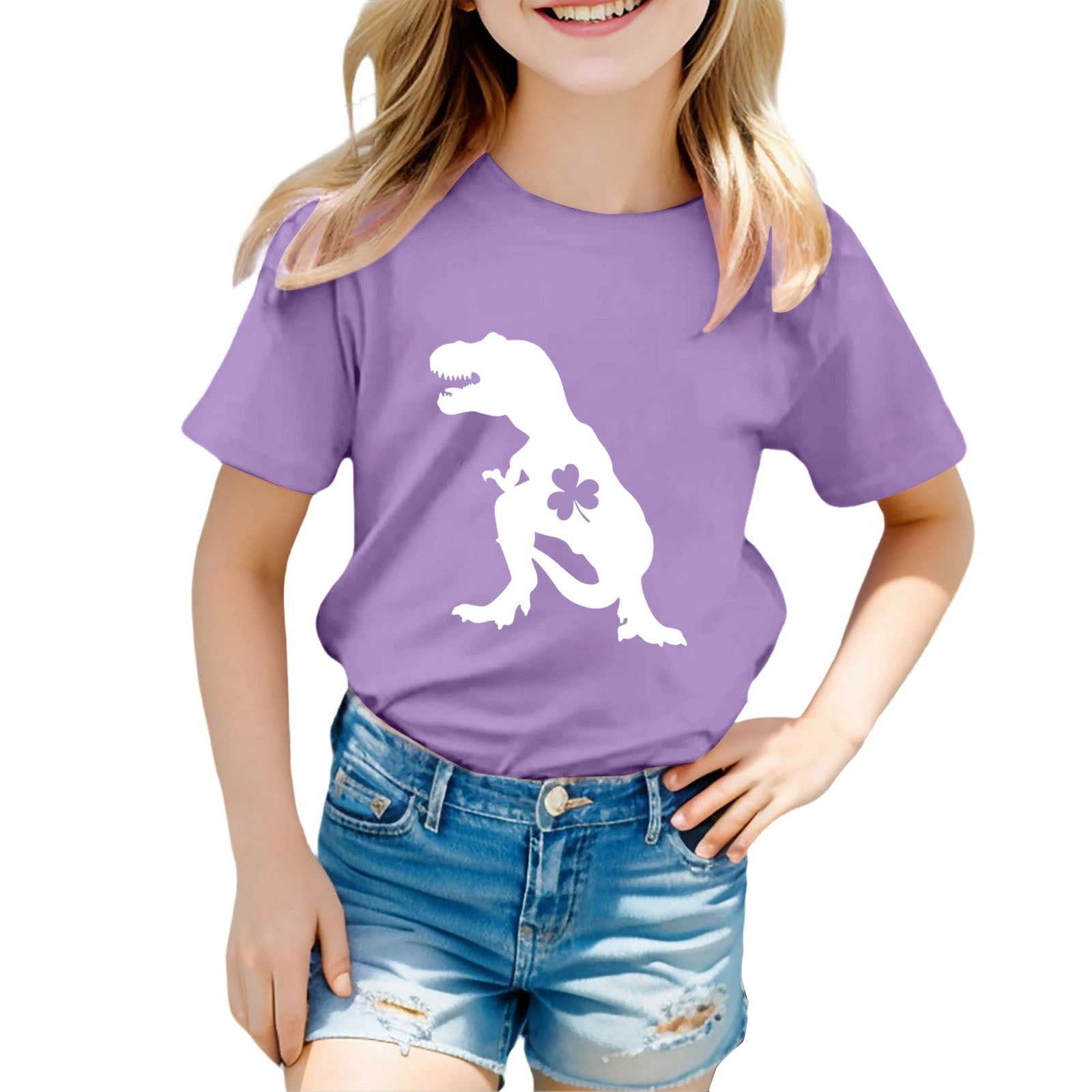 ibiyuan Shirts for Girls 7-8 Crew Neck Casual Short Sleeve Toddler Girl Shirt Heart Bow Basic Tee Cozy Birthday Girl Summer Clothes