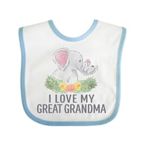 Inktastic I Love My Great Grandma Cute Elephants and Spring Flowers Boys or Girls Baby Bib