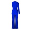 thumbnail image 5 of Scyoekwg Womens Suits Blazer and Pants Buckle Single Suit Long Sleeve Tops Suit Pants 2 Fashion Matching Outfits Casual Outfits Sets (Blue,XL), 5 of 7