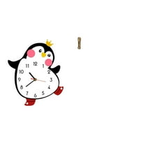 QSTDGVPW Cartoon Penguin Wooden Wall Clock Miniature Floor Clock Grandfather Clock Decorative Lovely Battery Powered Home Bedroom Multifunctional Artificial Living Room Decor Classic Vintage
