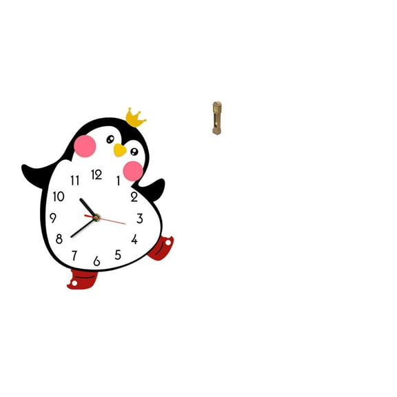 QSTDGVPW Cartoon Penguin Wooden Wall Clock Miniature Floor Clock Grandfather Clock Decorative Lovely Battery Powered Home Bedroom Multifunctional Artificial Living Room Decor Classic Vintage
