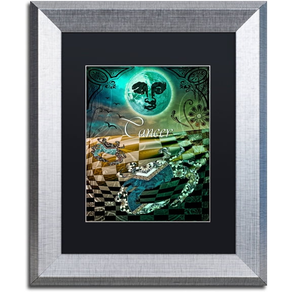 Trademark Fine Art "Art Nouveau Zodiac Cancer" Canvas Art by Color Bakery Black Matte, Silver Frame