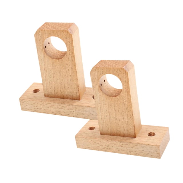 2 soportes de madera para barra de cortina, soporte de extremo de madera, resistentes, fáciles de instalar. Agujero individual