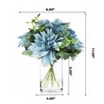 thumbnail image 3 of Enova Home Artificial Mixed Silk Dahlia Flowers and Eucalyptus Grasses Arrangement in Clear Glass Vase with Faux Water (Blue), 3 of 3