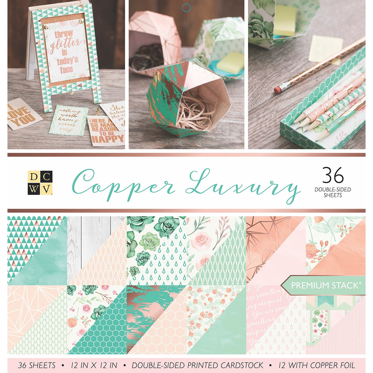 DCWV DoubleSided Cardstock Stack 12"X12" 36/PkgCopper Luxury, 12