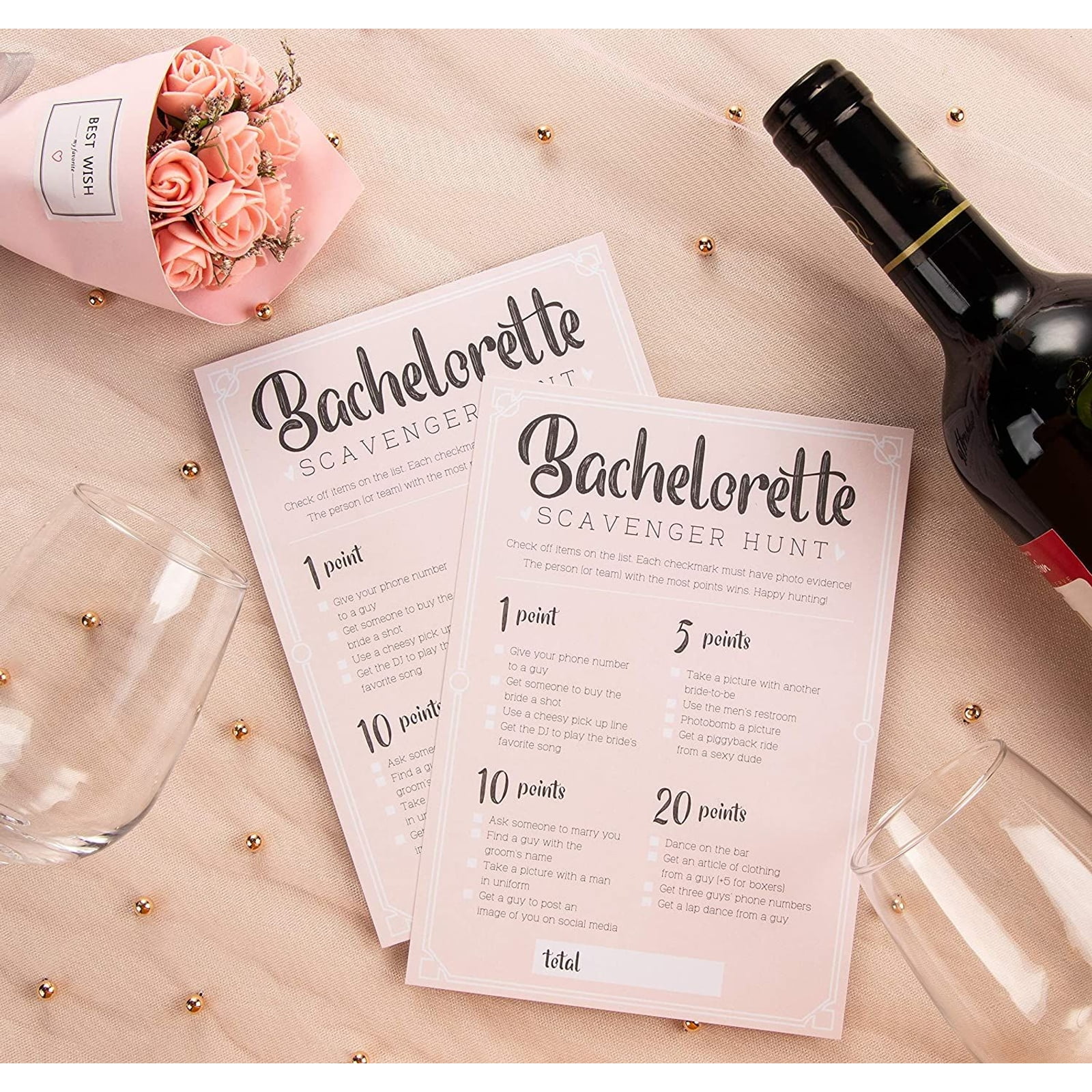 Bachelorette Party Games, 50-Pack Bar Scavenger Hunt Drinking Game and  Dares, Fun Novelty Cards for Girls Night Out Idea, Bridal Shower Decoration  - Walmart.com