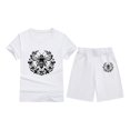 thumbnail image 4 of Tfken Summer Girls Outfit Sets Short Sleeve Print Crew Neck Tops With Shorts Set Fashion Casual Summer Children Soft Outfit White Size 8-9 Years, 4 of 4