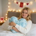 thumbnail image 6 of Valentine's Day Decorations Tie-Dye Heart Plush Pillow - Soft Decorative Cushion, My Bloody Valentine, Cozy Throw Pillow for Sofa, Bed & Bedroom, Durable Fluffy Home Decor, 11.81*15.74in, Sky Blue, 6 of 6