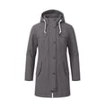 thumbnail image 2 of Ghalytn Women's Mid Length Hooded Rain Jacket with Flap Pockets, Zip Up Windproof Trench Coat, 2 of 5