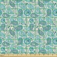 thumbnail image 2 of Turquoise Fabric by the Yard, Paisley Pattern Antique Floral Pattern Ornaments Classical Middle Eastern, Decorative Upholstery Fabric for Sofas and Home Accents, 1 Yard, Aqua Teal by Ambesonne, 2 of 5
